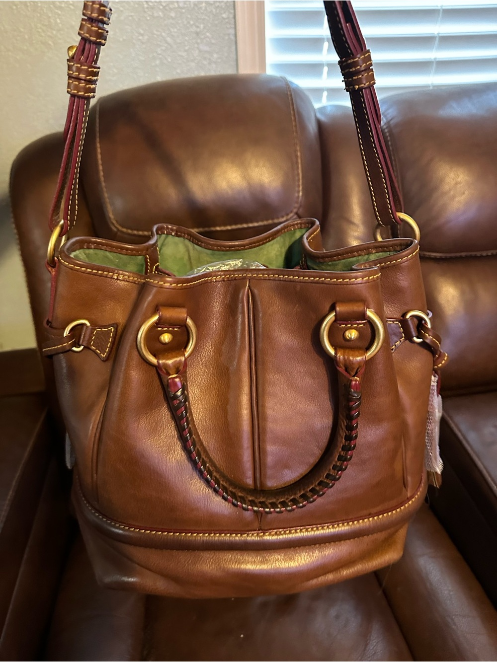 Dooney and Bourke Chestnut Florentine leather Buckley. ENDING SOON! - Picture 2 of 14
